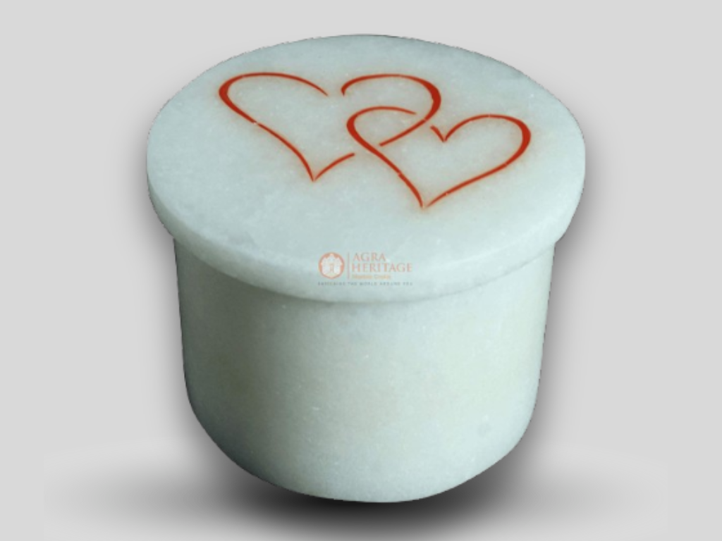 Marble Ring Box Carnelian Heart Shape Inlay Special Love Gifts